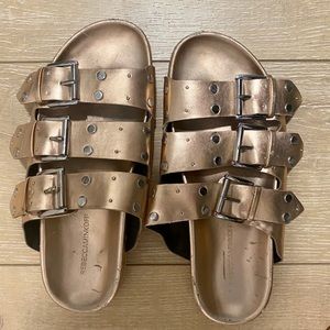 Rebecca Minkoff Tania Slide Rose Gold Metallic